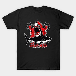 Merry Sharkmas, Santa Waving, Christmas, Santa Gift T-Shirt